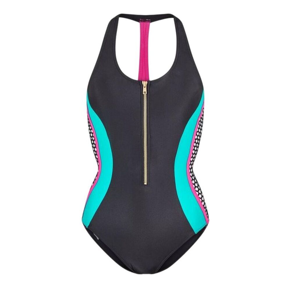 Zoggs Womens/Ladies Front Zip One Piece Bathing Suit / Multicolored